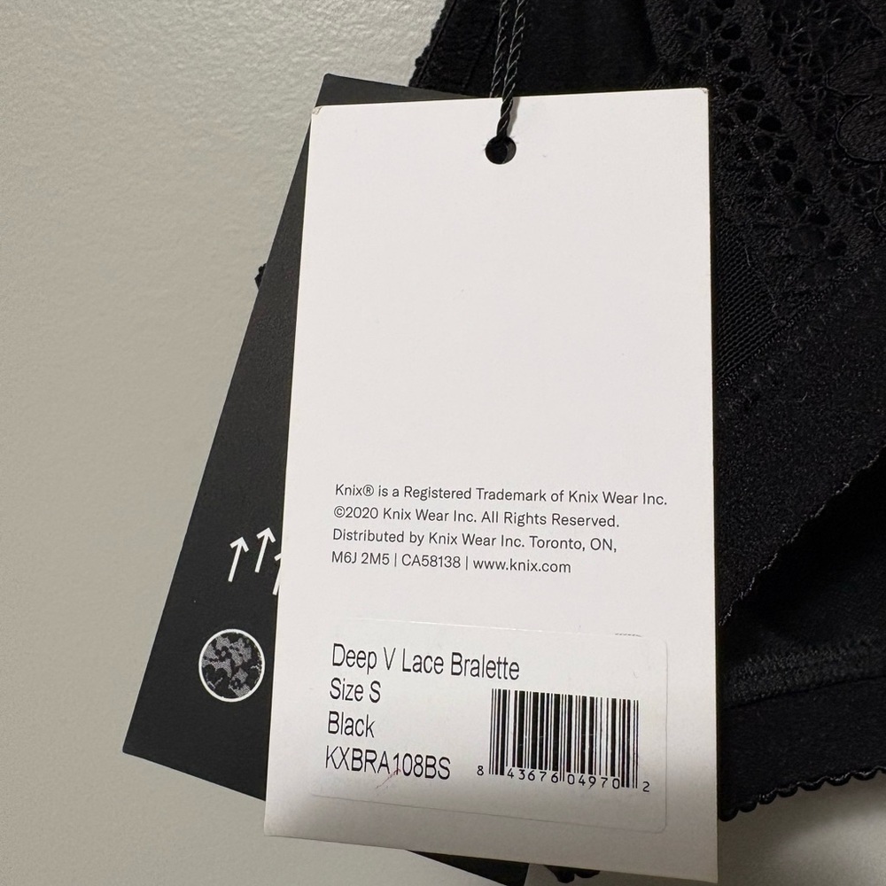 Knix Lace Deep V Bralette Black Lightly Padded - Picture 13 of 14